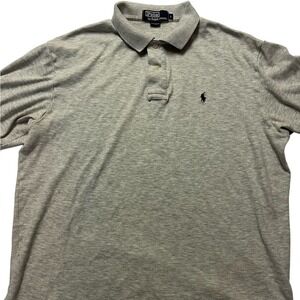 Vintage Polo Ralph Lauren Gray Cotton Single Stitch USA Made Polo Shirt Sz Large